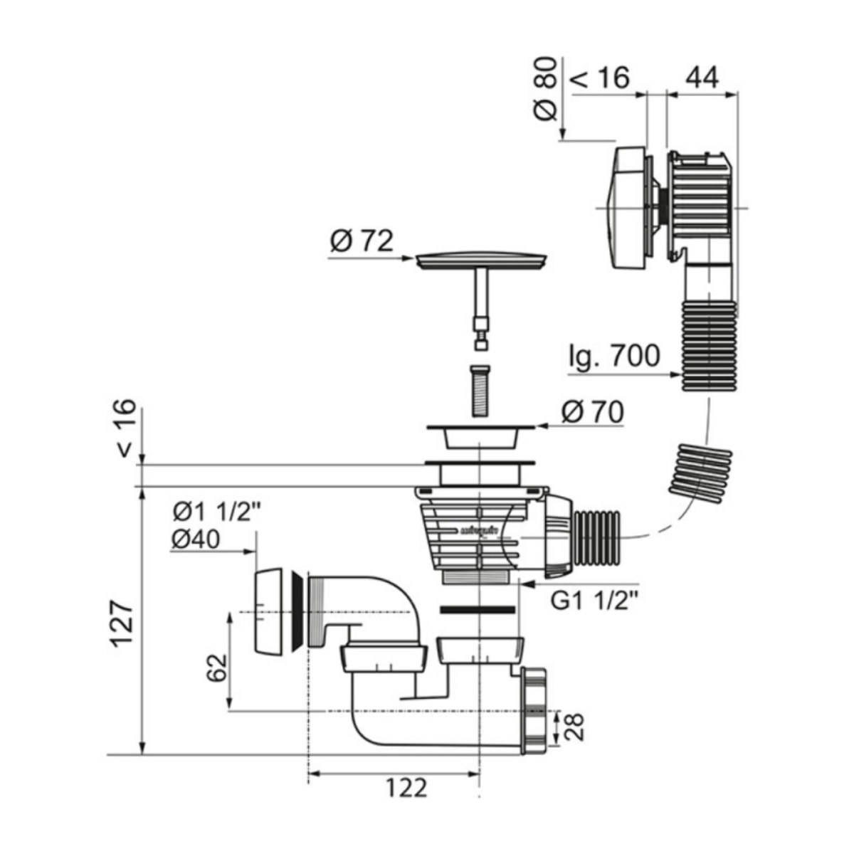 Pack baignoire droite 170 x 75 Elise + tablier en niche + vidage