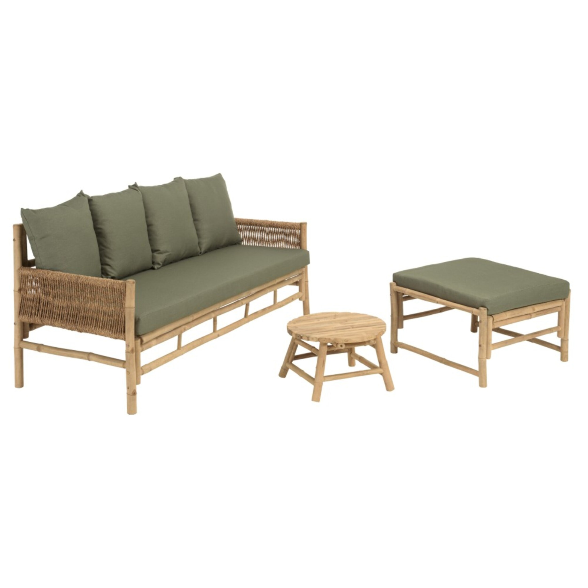 VITAL - Canapé 3 p. 1 pouf 1 table basse bambou