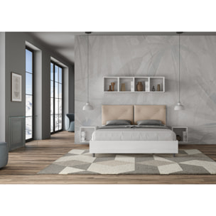 Letto matrimoniale senza rete 160x190 cuscinatura similpelle tortora Egos Appia