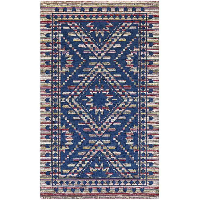 Tappeto Arredo Motivo Tribale Blu