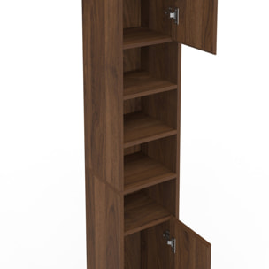 Colonne salle de bain Tom effet noyer 2 portes 4 niches