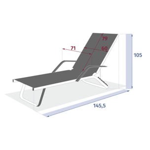 Transat "Bayamo" ardoise & graphite en aluminium traité époxy
