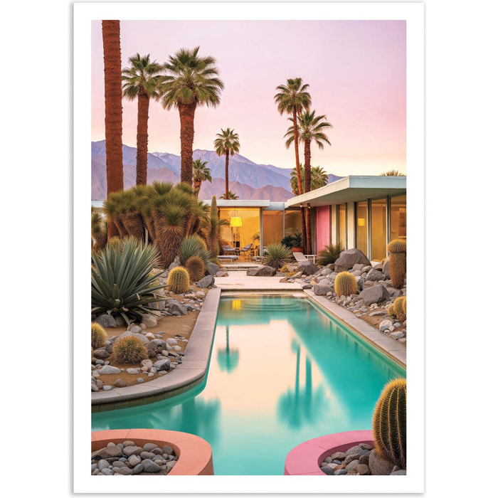 Affiche - Palm Springs sunset pool - Philippe Hugonnard
