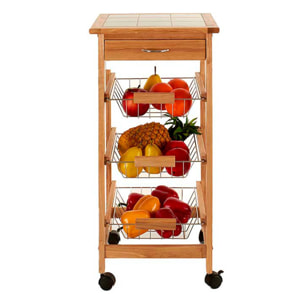 Verdulero madera metal 3 pisos natural