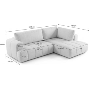 Canapé d'angle droit convertible 4 places en tissu chenille - ouverture rapide - BRERA