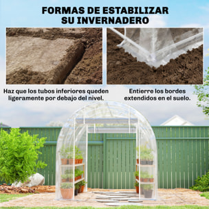 Invernadero de Exterior 3x2x2 m, Invernadero de Túnel con 2 Puertas Enrollables, Marco de Acero Galvanizado y Cubierta de PE 150g/m², Anti-UV, Impermeable, para Cultivos, Transparente