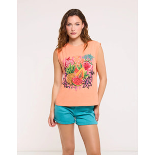Camiseta Frutas Pedrería Naranja - Kitaya