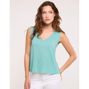 Camiseta Tirantes Detalle Calado Espalda Turquesa - Kia