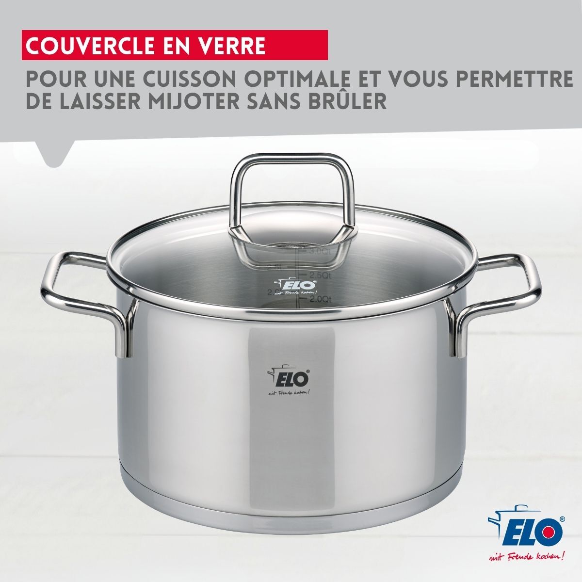 Set de 3 faitouts avec couvercles en verre Elo Citrin