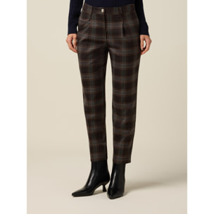 Oltre - Pantaloni check - Marrone