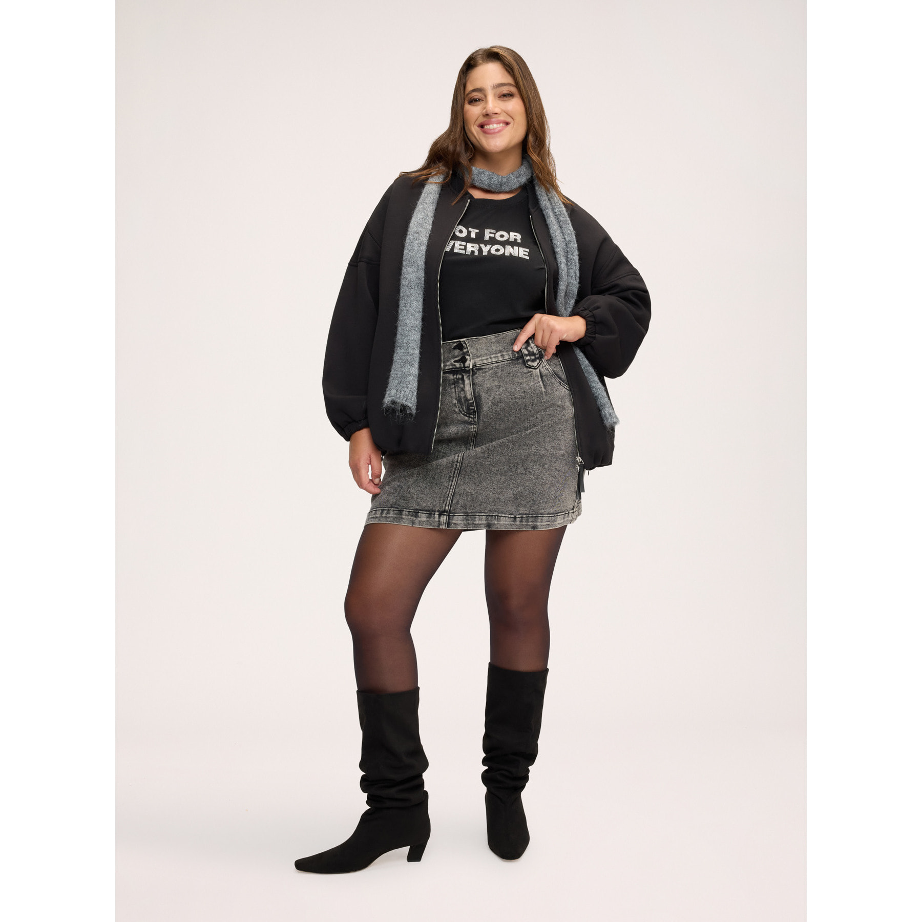 Fiorella Rubino - Minigonna in denim stone washed - Grigio