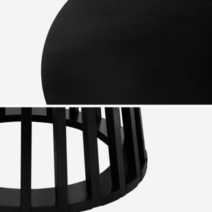 Table à manger effet bois noir. pieds bois de sapin 4 places Ø120cm