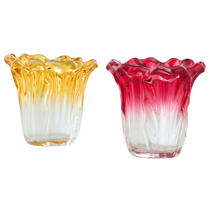 J-Line Photophore - verre - multicolore - 2 pièces