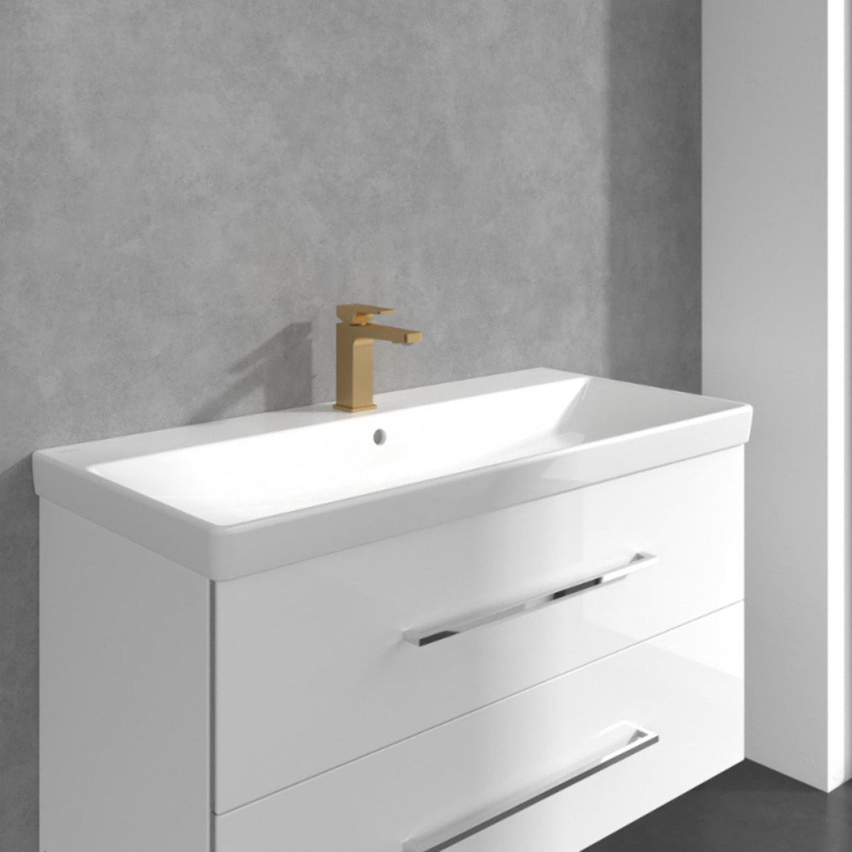 Mitigeur lavabo Architectura Square avec tirette Or brossé