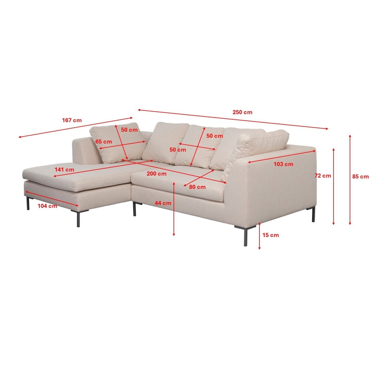 Canapé d'angle Gianna 250cm crème Kare Design