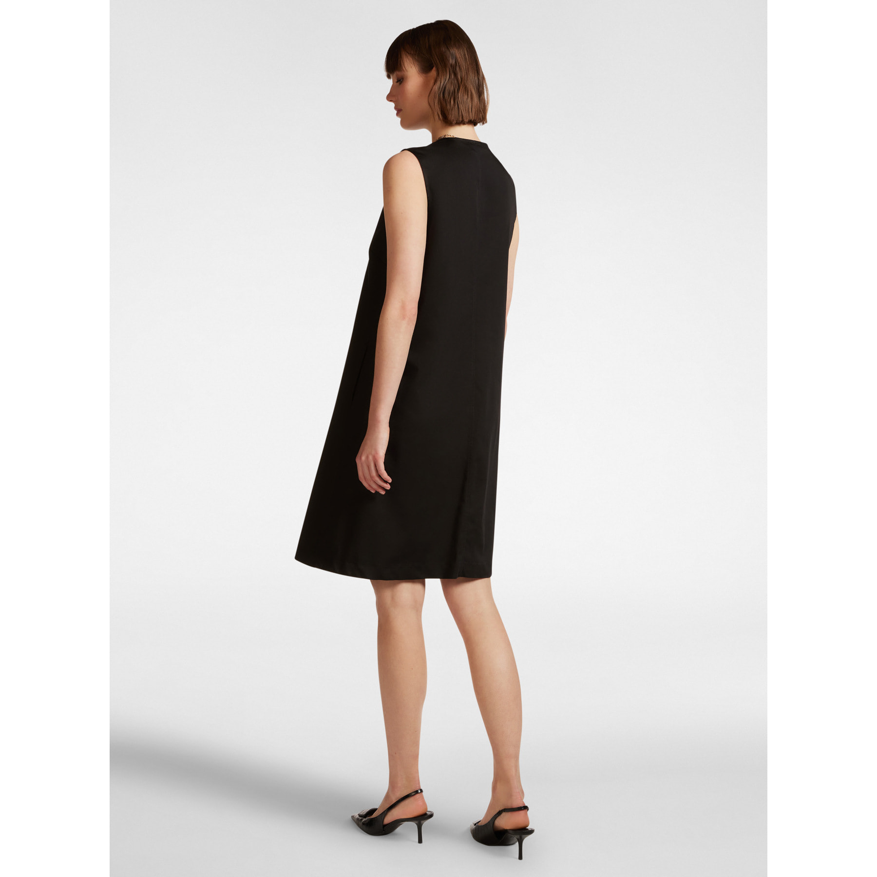 Elena Mirò - Vestido evasé con botones en los hombros. - Negro