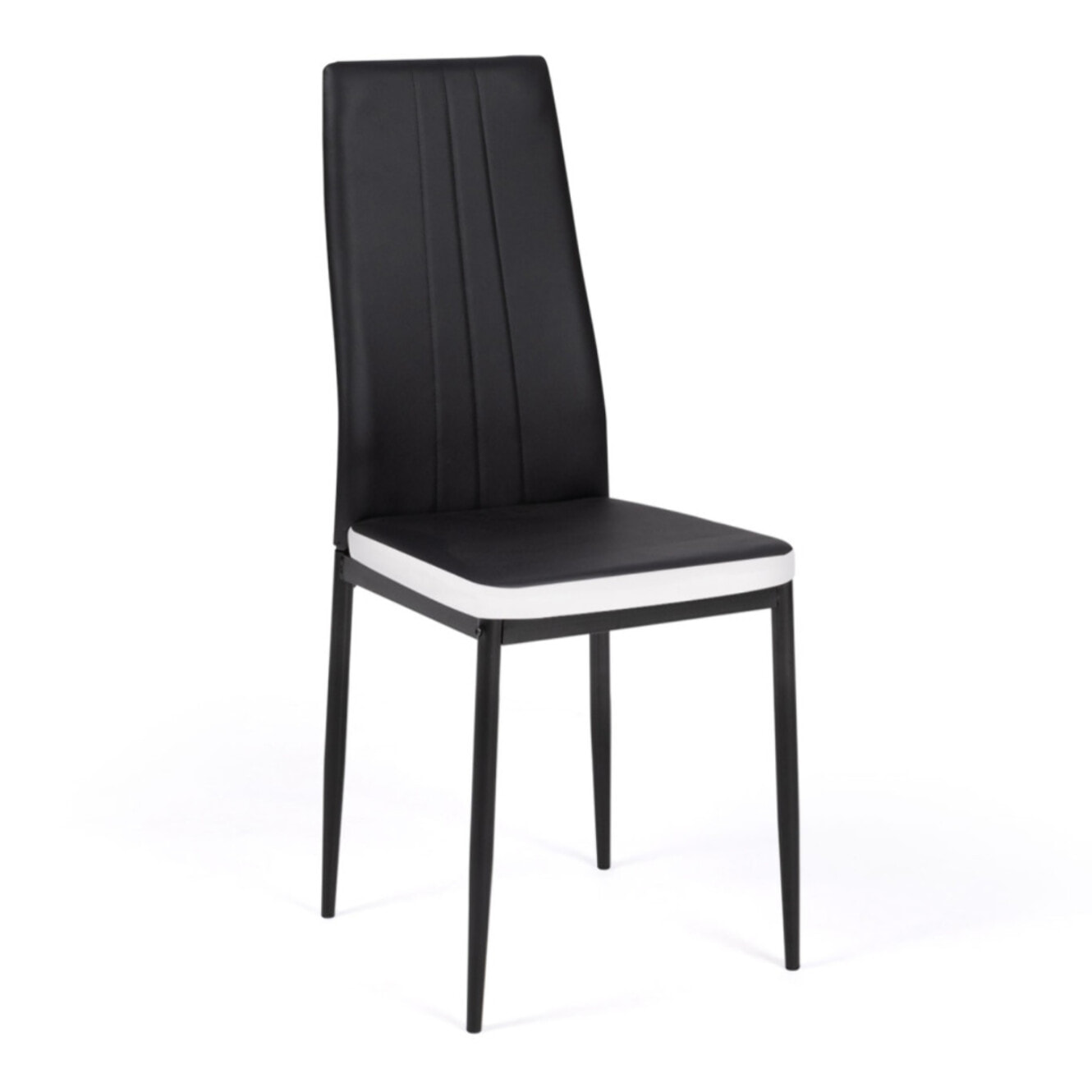 Chaises Jodie imitation cuir et pieds métal - Noir - Blanc