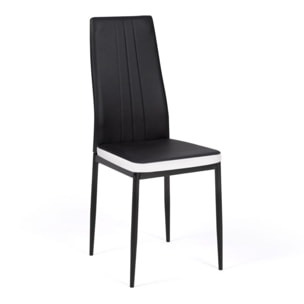 Chaises Jodie imitation cuir et pieds métal - Noir - Blanc