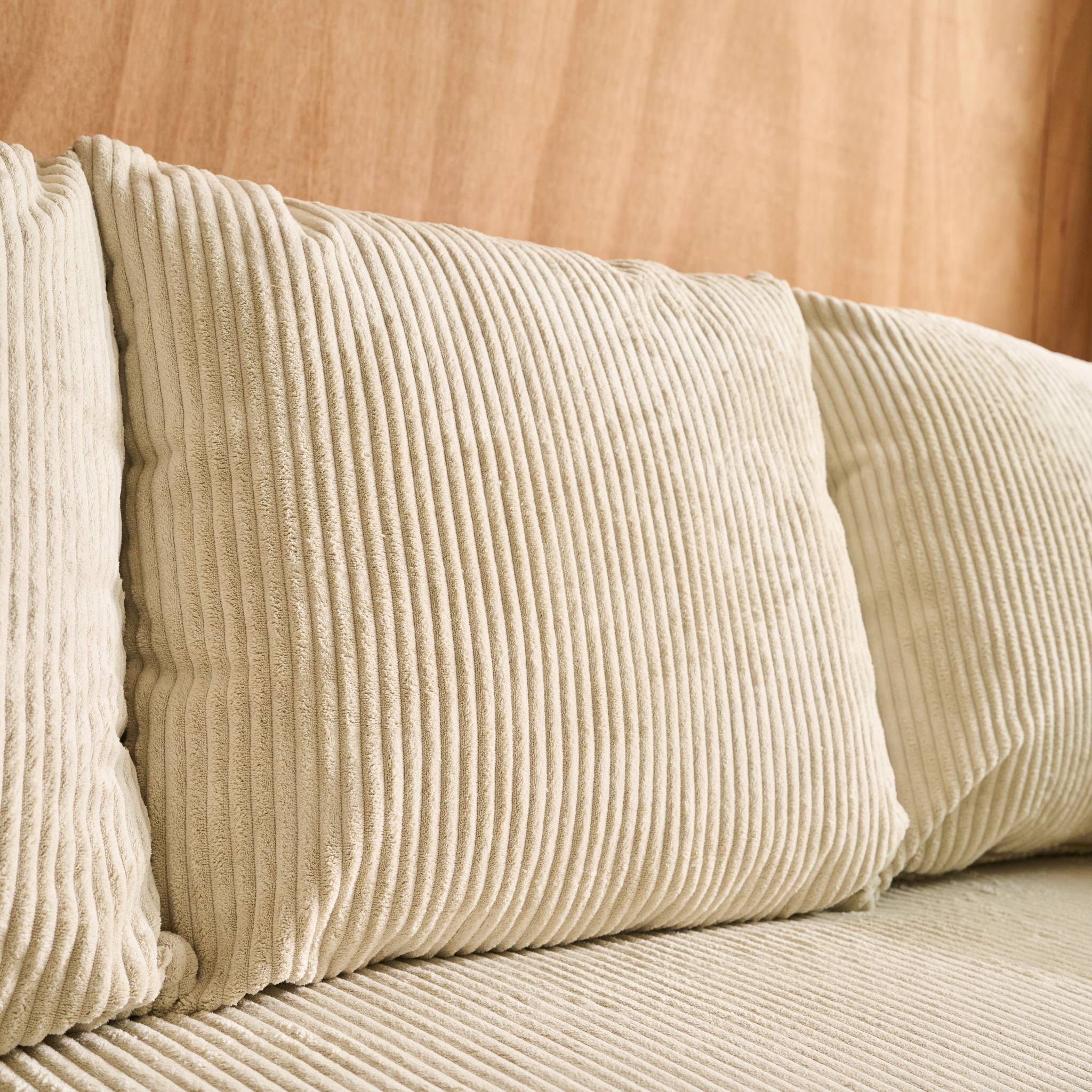 Canapé d'angle convertible réversible 3 places velours côtelé greige avec coffre de rangement - Almo