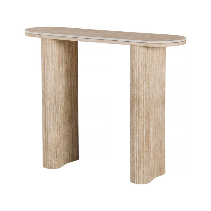 Table console travertin en céramique "Alba" - 100 x 30 x 80 cm - Marron