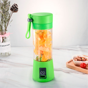 Batidora eléctrica portátil de 380ml, 15.000rpm, batería de 2000mAh y tapa con filtro.