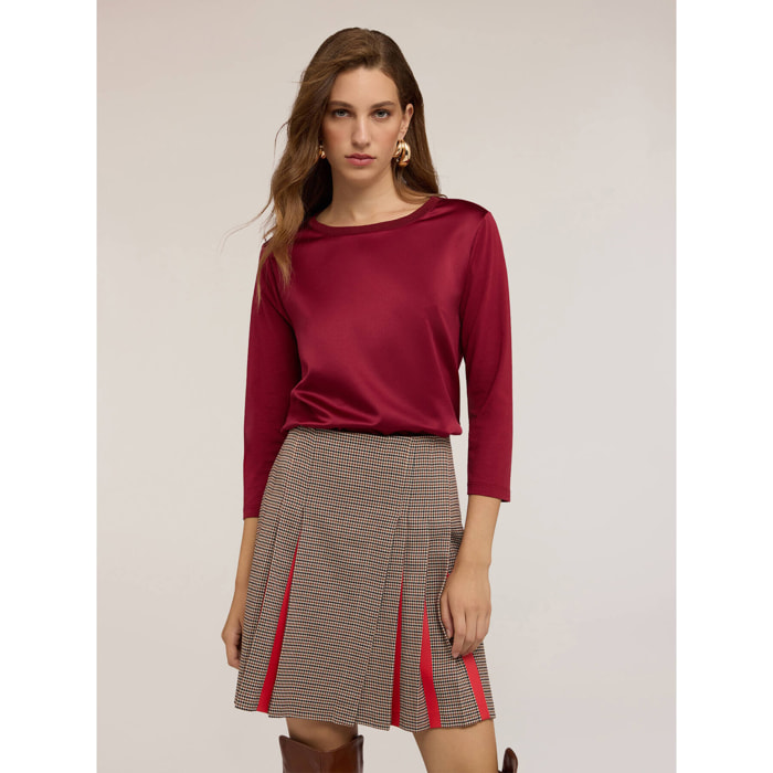 Motivi - Camiseta básica bimateria - Burgundy