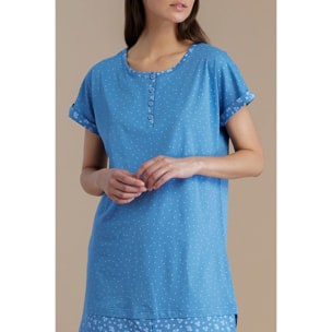 Camicia da notte donna in cotone con collo quattro bottoni articolo dot Noidinotte
