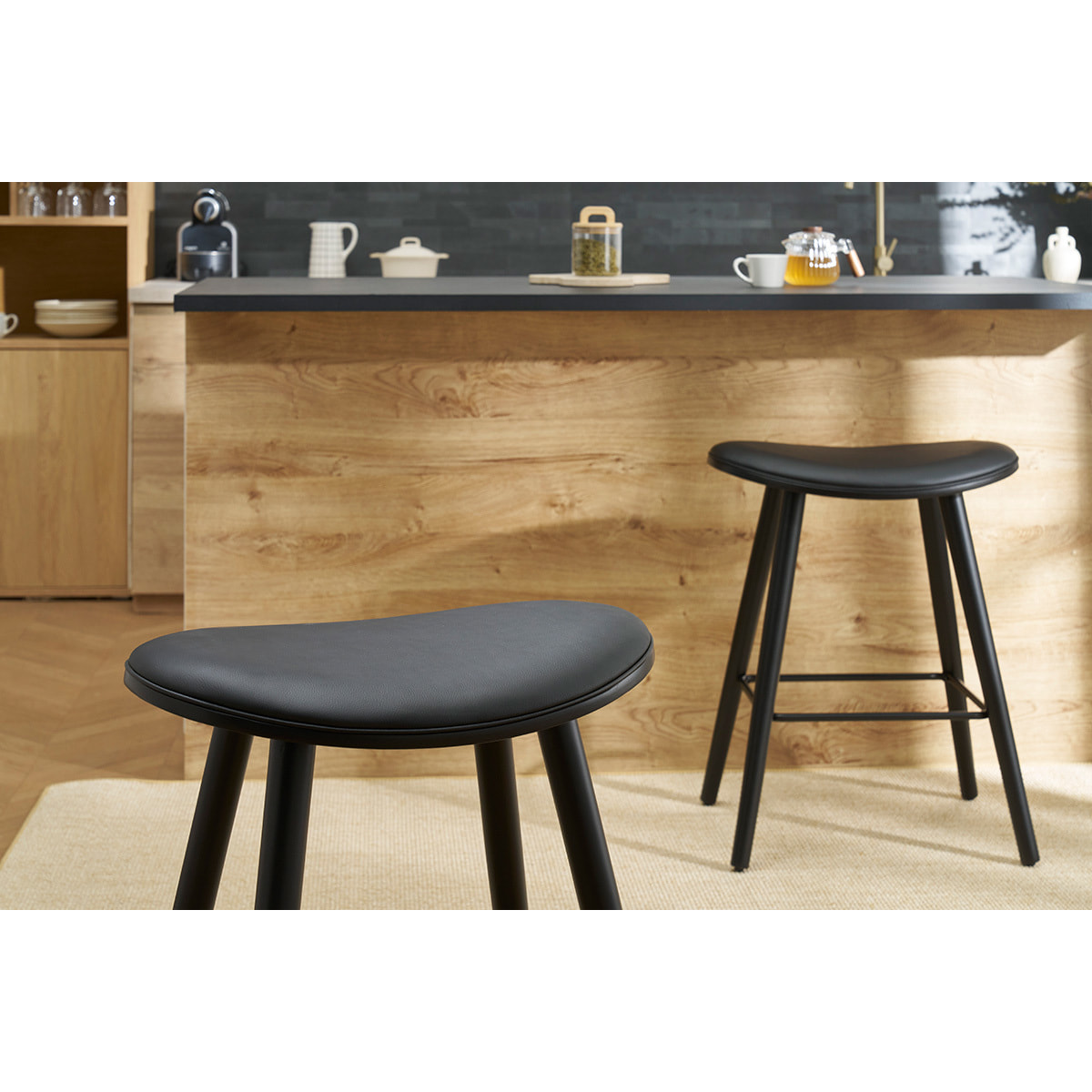 Tabourets de bar design noirs H65 cm (lot de 2) MEADOW