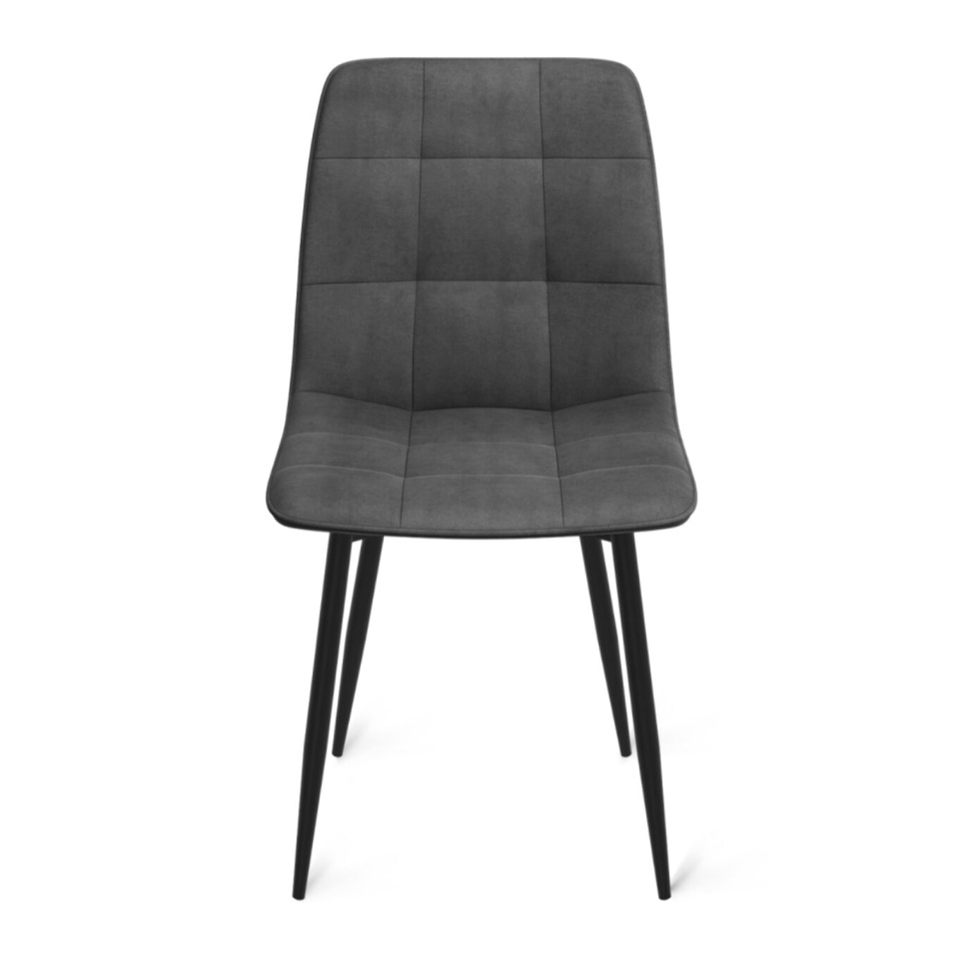Chaises Linda velours gris foncé pieds métal noirs - lot de 6