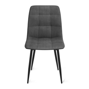 Chaises Linda velours gris foncé pieds métal noirs - lot de 6