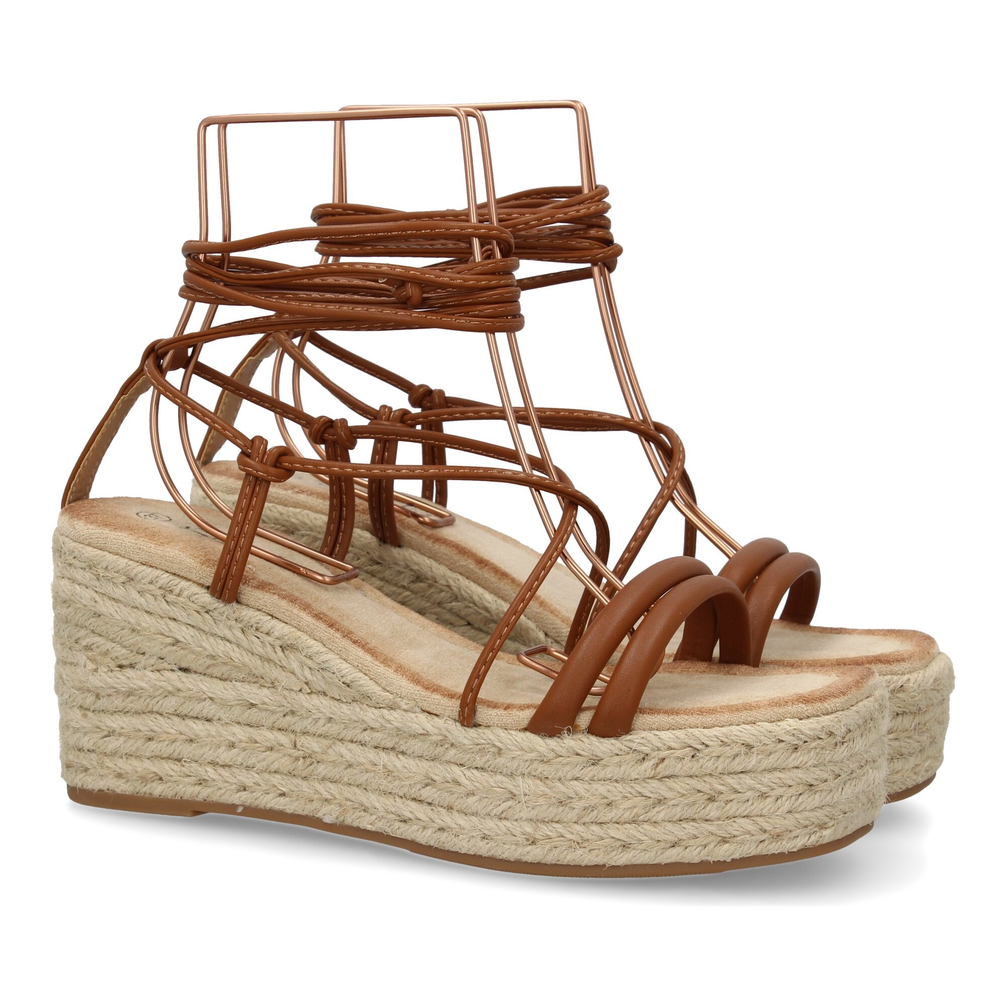 Sandalia de cuña de yute para mujer, comodas y elegantes, diseño moderno con tiras cruzadas
