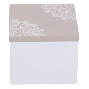 Scatola in legno bianco mandala quadro cm7x7h6