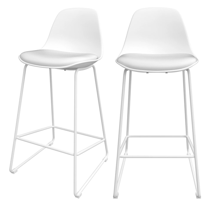 Lot de 2 chaises pour îlot central 65 cm blanches - Leni