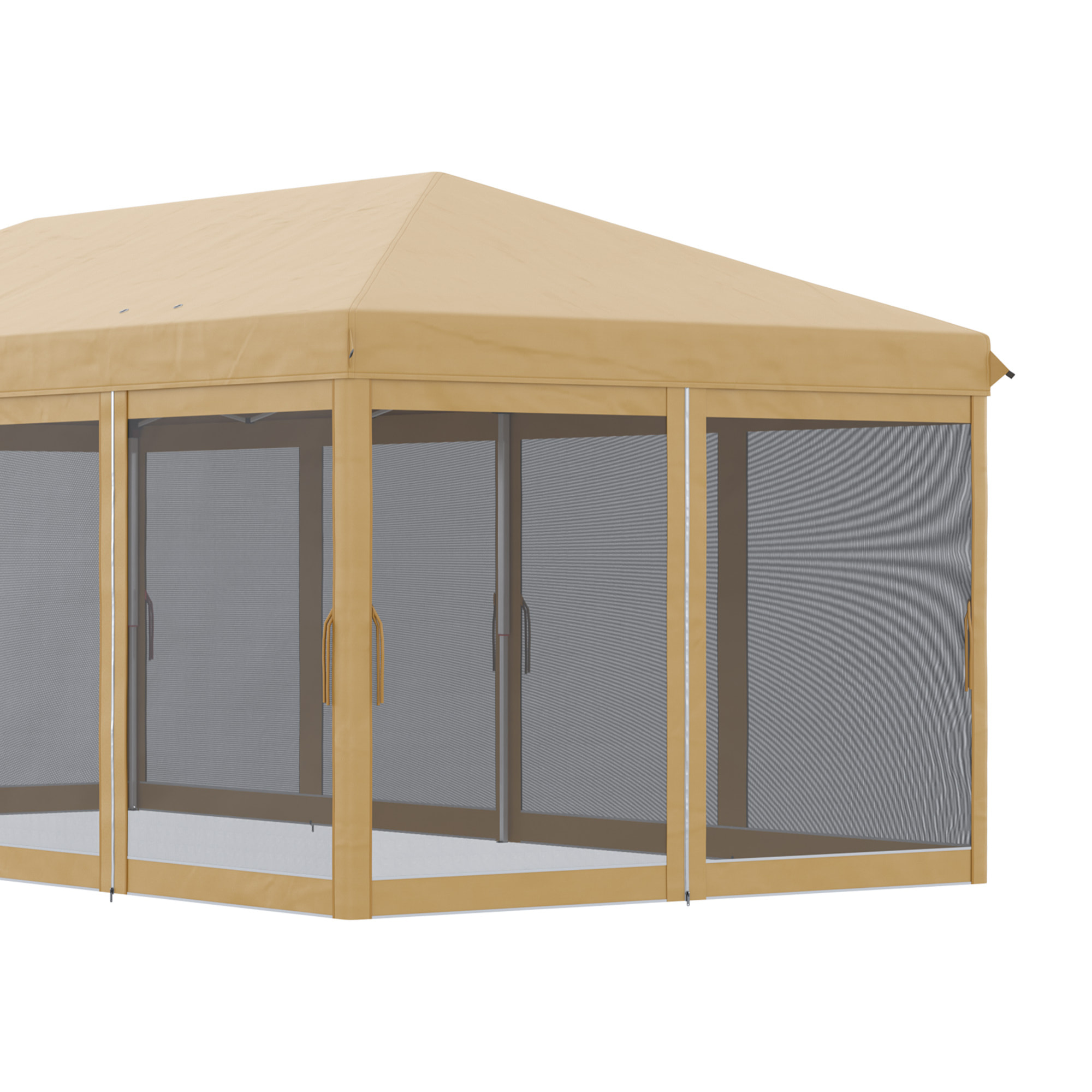 Outsunny Carpa Plegable 6x3 m Cenador de Jardín Gazebo con 6 Mosquiteras Bolsa de Transporte y Marco de Acero para Camping Fiestas Beige