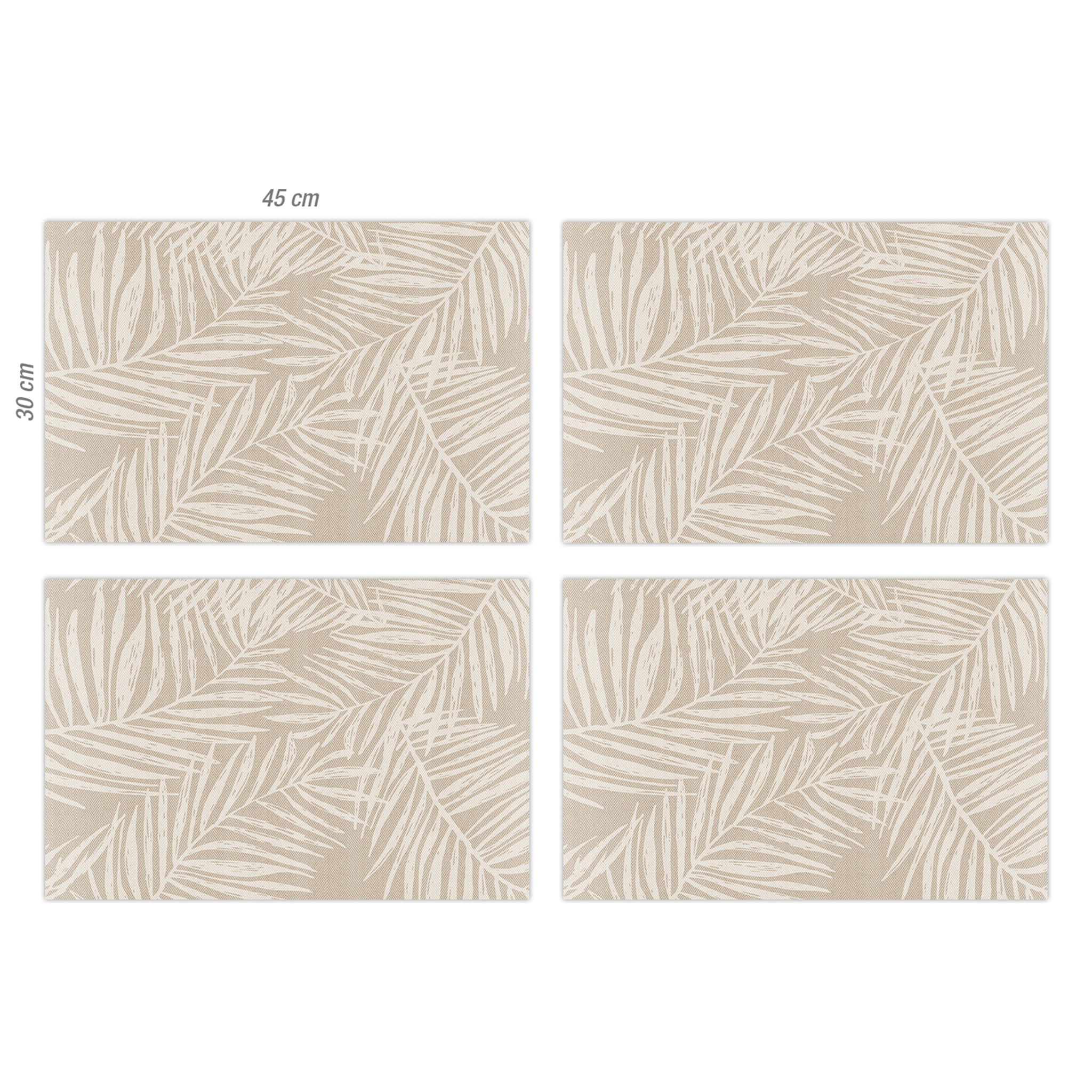 Set de 4 individuales de vinilo CERAMIKO, Hojas beige 4u-30x45 cm