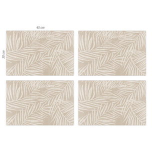 Set de 4 individuales de vinilo CERAMIKO, Hojas beige 4u-30x45 cm