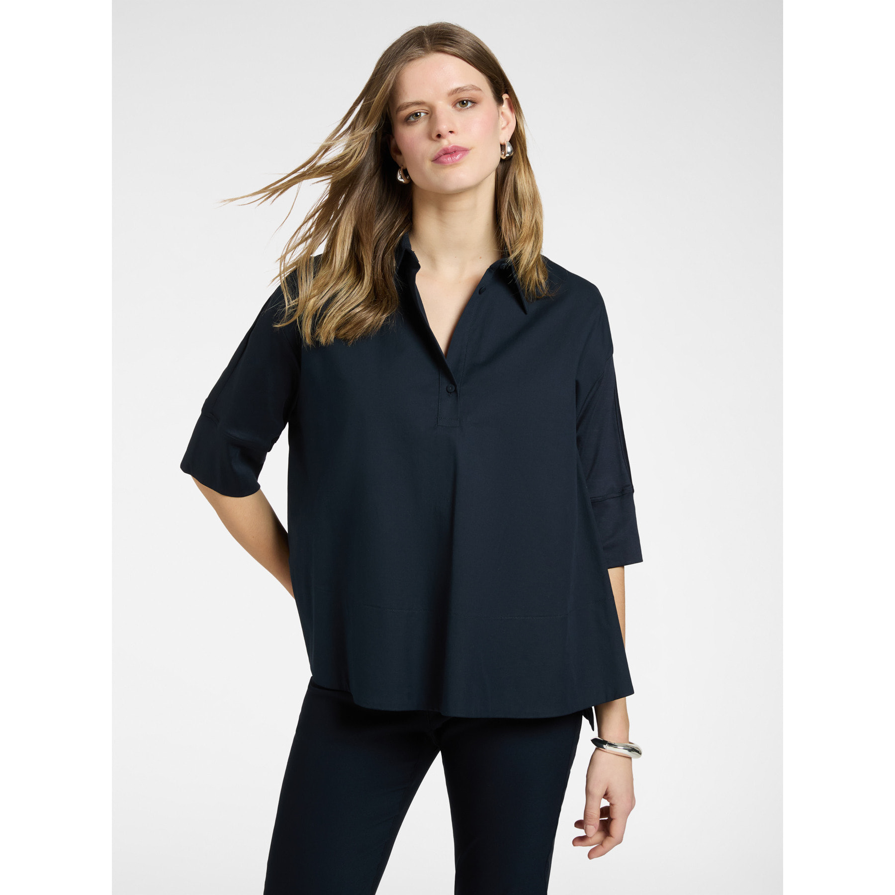 Elena Mirò - Blusa boxy con maniche a tre quarti - Blu