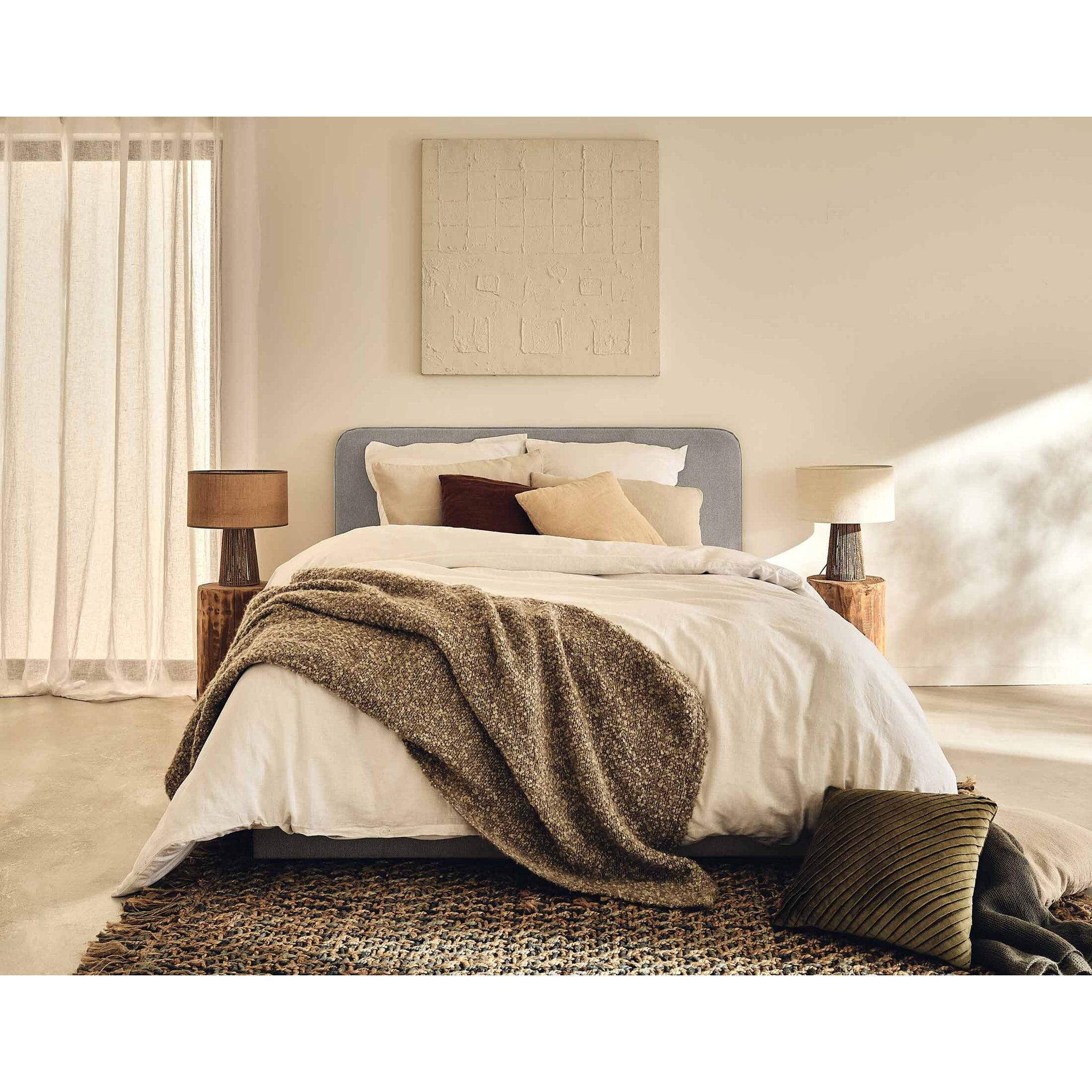 Goyave - lit coffre - 140x190 - en tissu - sommier inclus - Gris