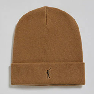 Gorro de lana Vinny color camel con logo bordado Rigby Go