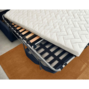 Palmira - canapé d'angle droit - 4 places - convertible couchage quotidien - matelas 14 cm - en velours côtelé - Bleu nuit