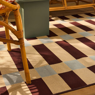 RIVIERA - Tapis intérieur/extérieur à motif carreaux bleu