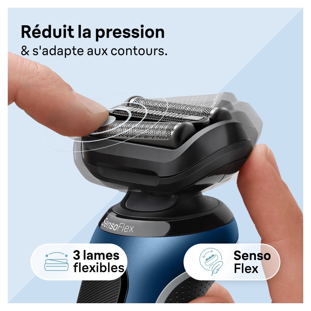 Braun - Rasoir Électrique Series 6 61-B1200s - Avec Tondeuse De Précision - Bleu