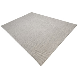 QUENTIN - Tapis rect 160x230cm en laine tissée couleur blanc/gris chiné