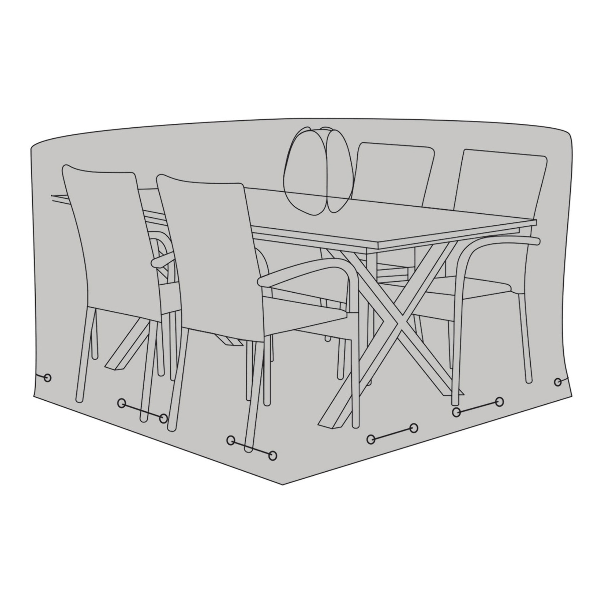 Telo coprimobili outdoor Luxury Cover in poliestere 600D nero — tavolo + 4 sedie