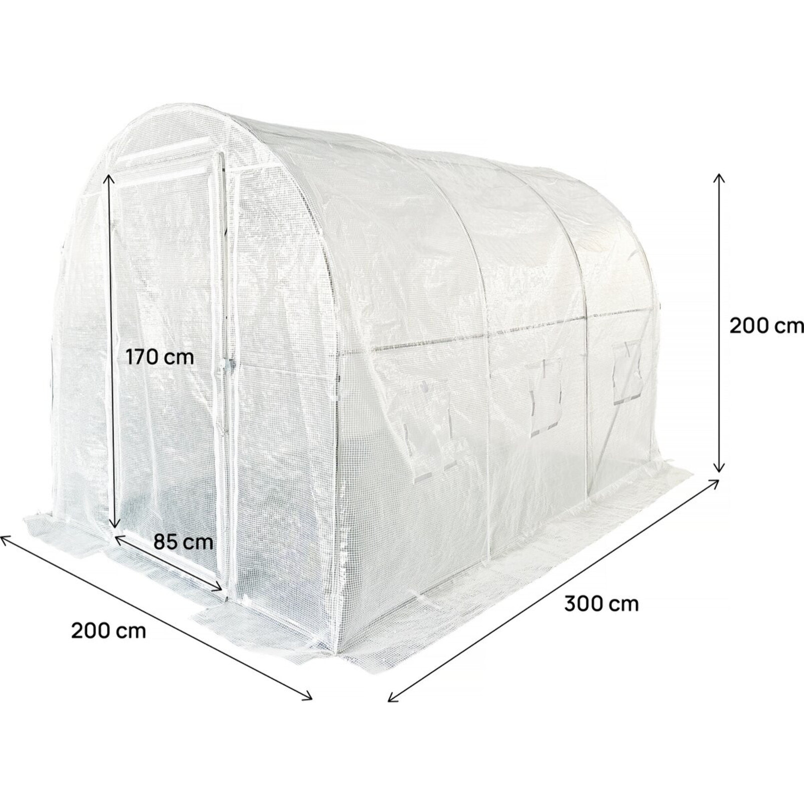 Serre tunelle de jardin avec porte 3 x 2 m "Mimosa" - 6 m² - 180g - Blanc