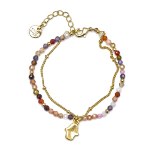 Pulsera de Cristal Multicolor acabada en oro amarillo de 18K