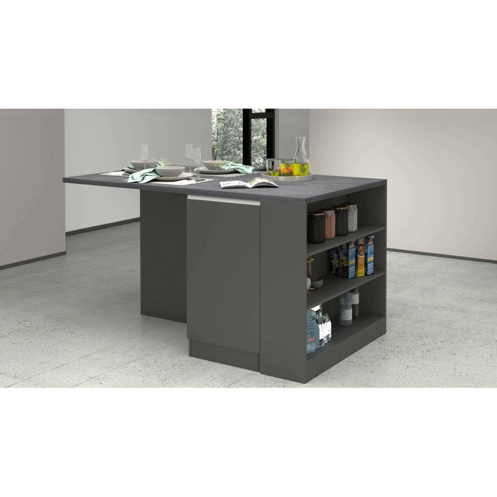 Isola da cucina Abern, Armadio multiuso, Mobile per cucinotto, Tavolo ausiliario, 100% Made in Italy, 160x90h90 cm, Antracite e Ardesia