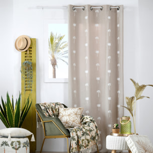 Rideau motifs palmier brodés - Beige