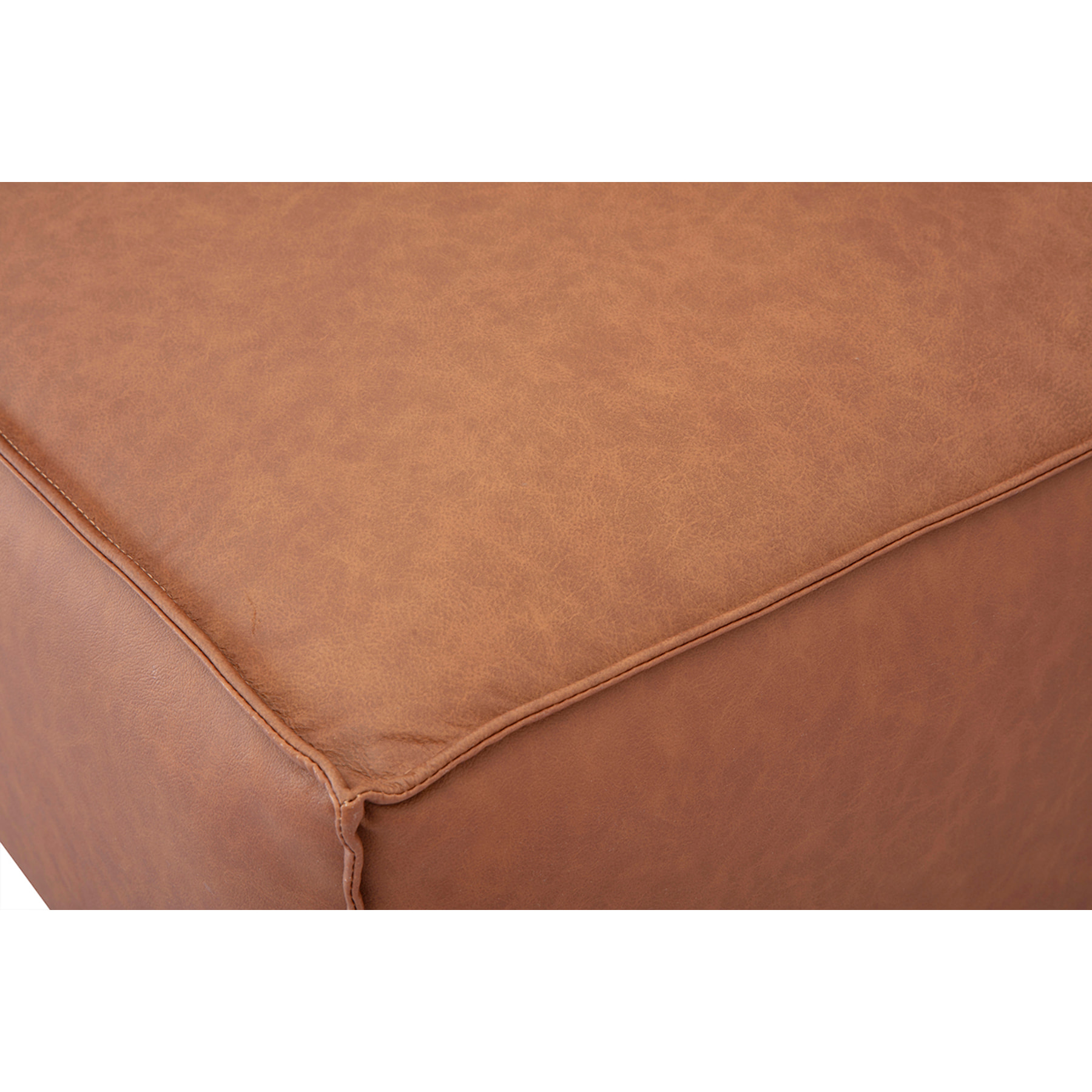 Pouf repose pieds en cuir marron SPLIT