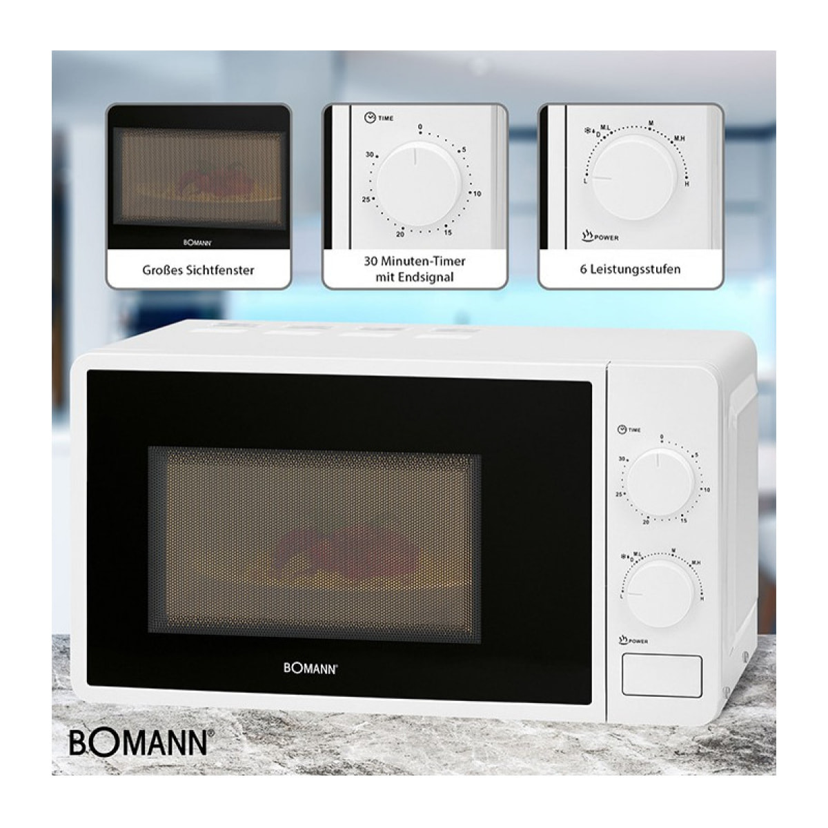 Four micro-onde 20L 1150W Bomann MW 6014 CB Blanc